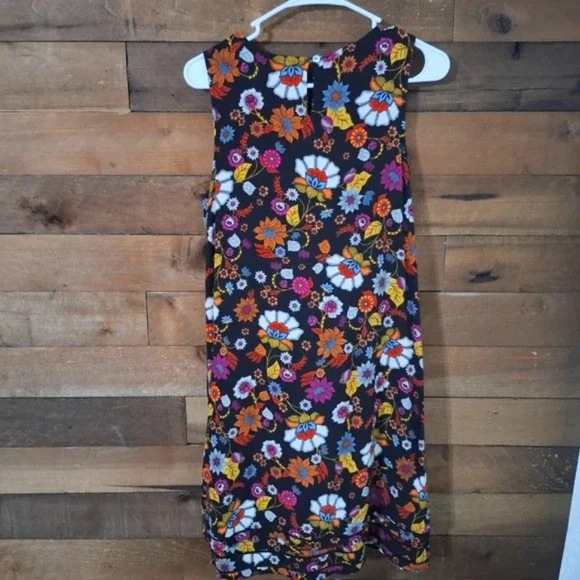 J. Jill Black Floral Bohemian Preppy Knee-Length Layered Dress Size S Pockets 💐 - Picture 5 of 8